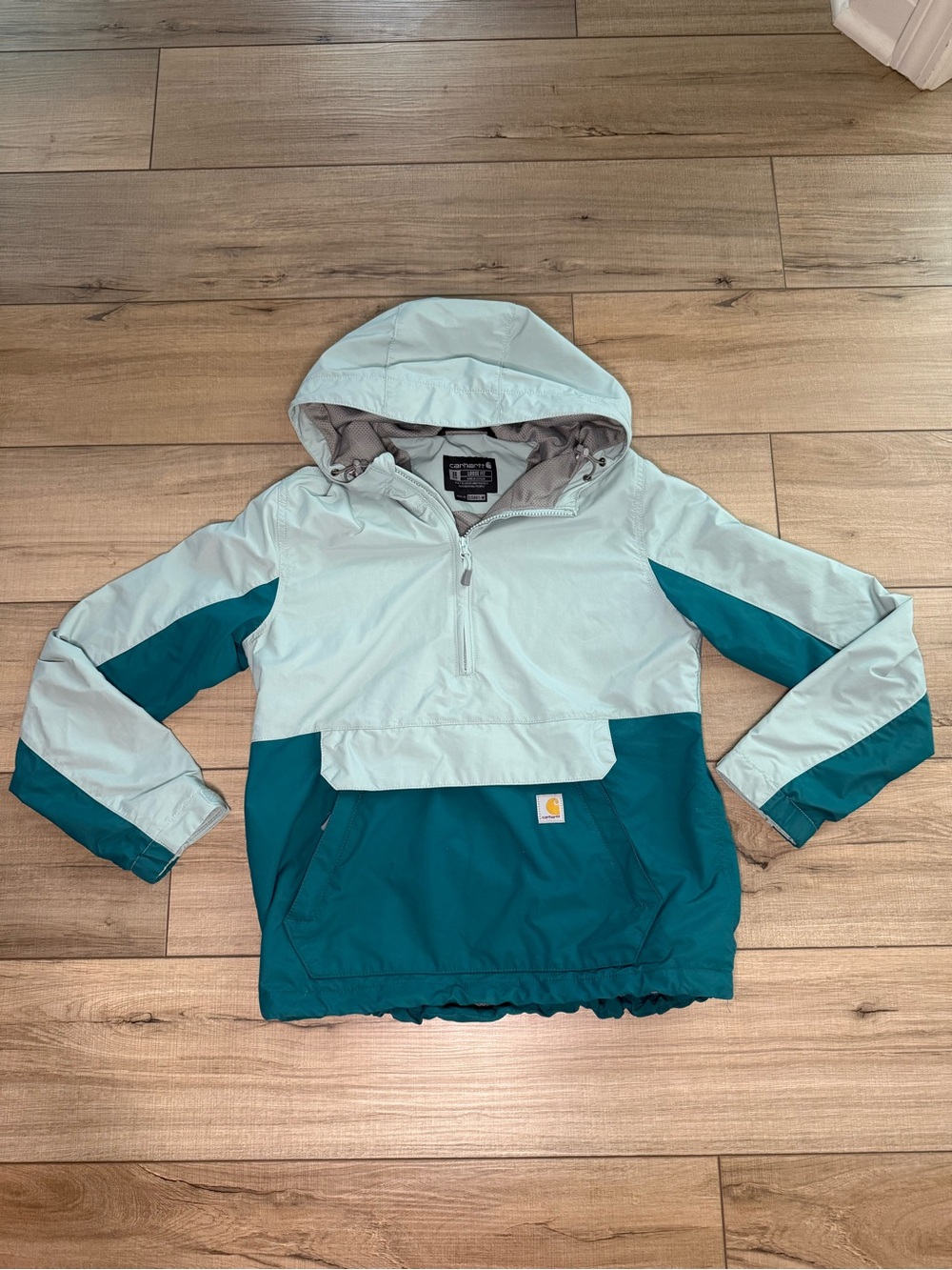 Carhartt Women’s XS Teal Colorblock Hooded Anorak Windbreaker Jacket